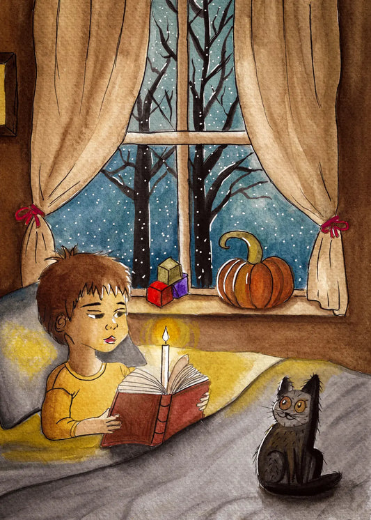 Affiche automne Lecture du soir Emily in home