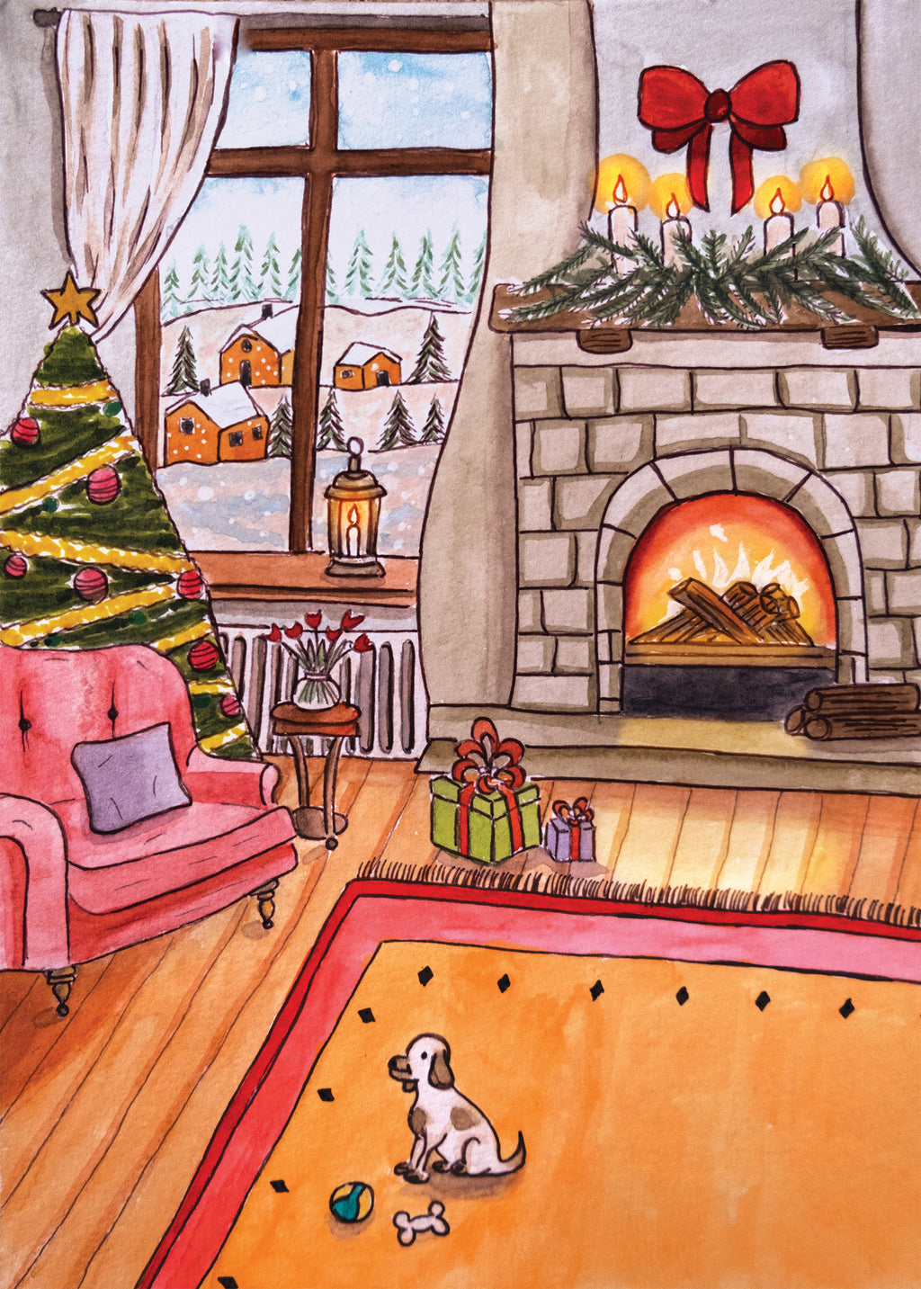 Affiche noel au coin du feu - Emily in home