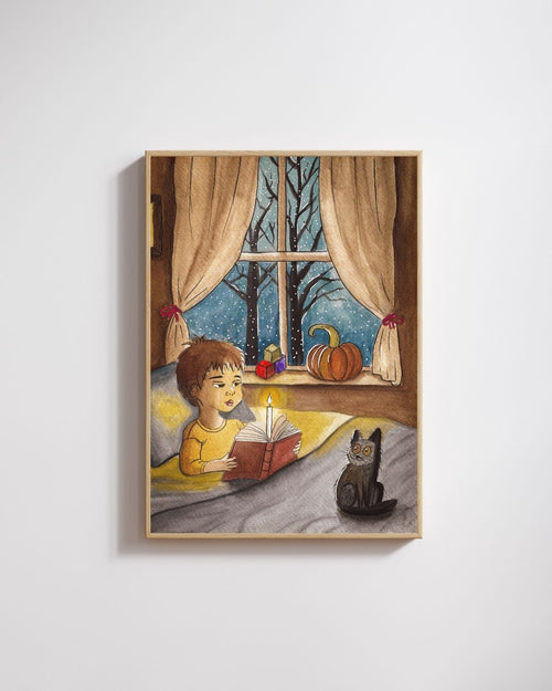 Affiche automne Lecture du soir - Emily in home