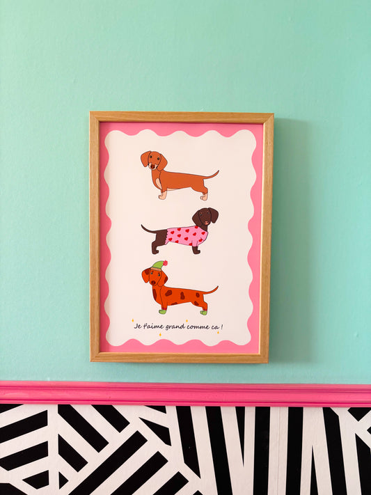 Affiche colorée Teckels
