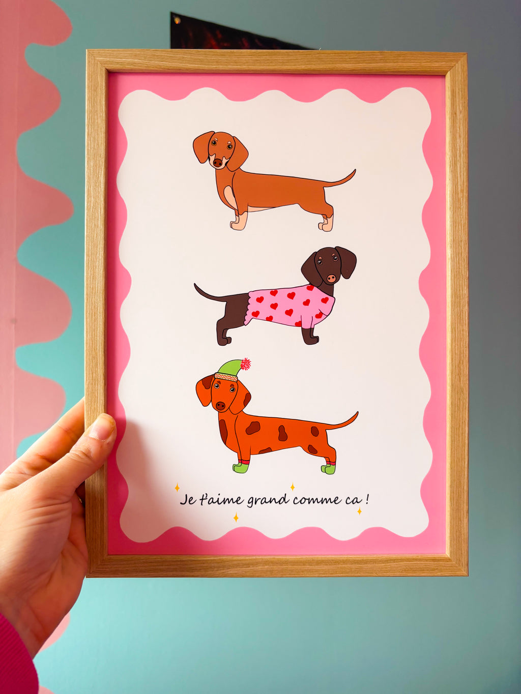 Affiche colorée Teckels - Emily in home