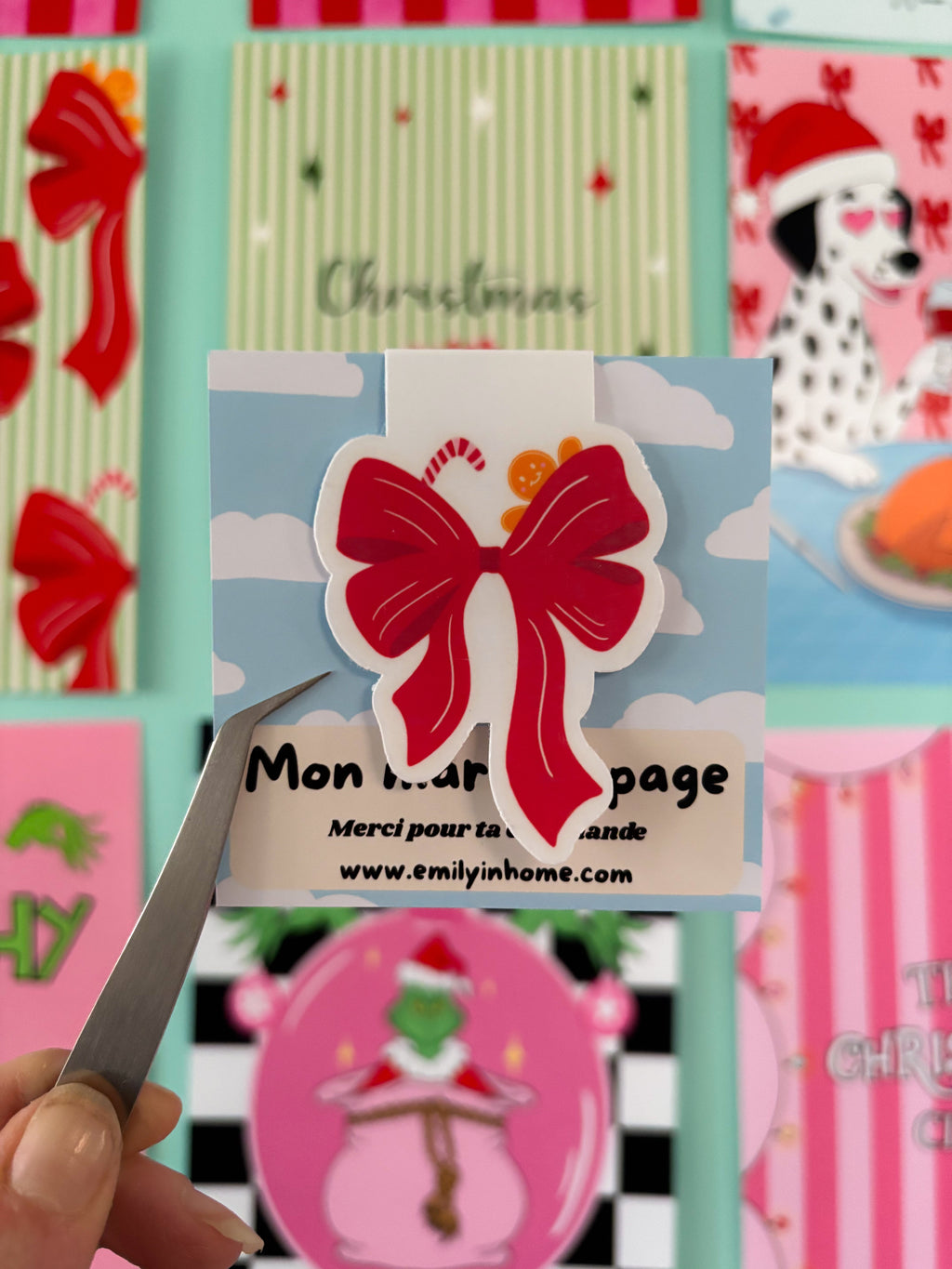 Marque page magnétique nœud de Noel - Emily in home