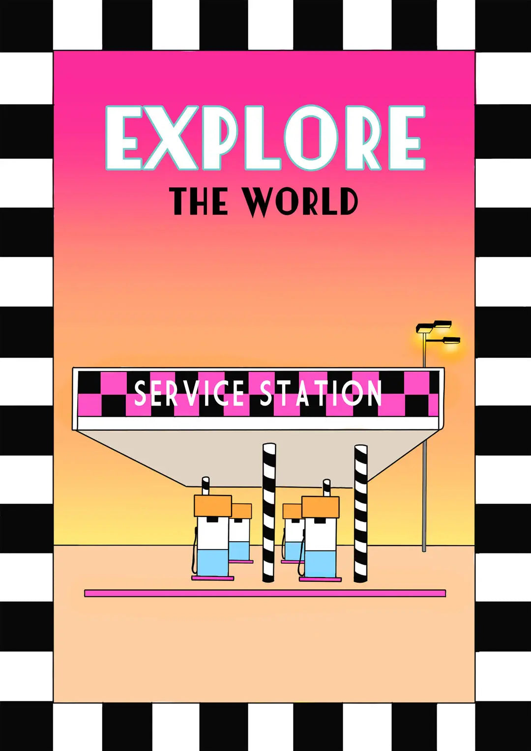 Illustration colorée rétro Explore the world Emily in home