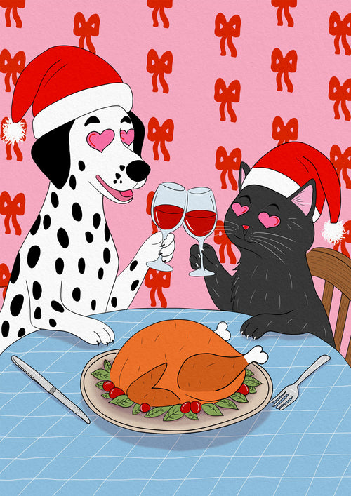 Affiche chien et chat de Noel - Emily in home