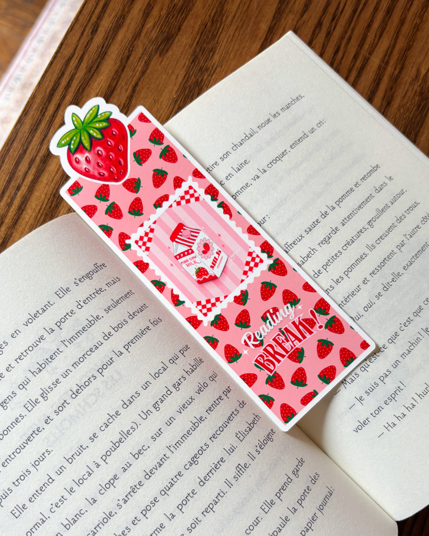 Marque page colorée Fraise
