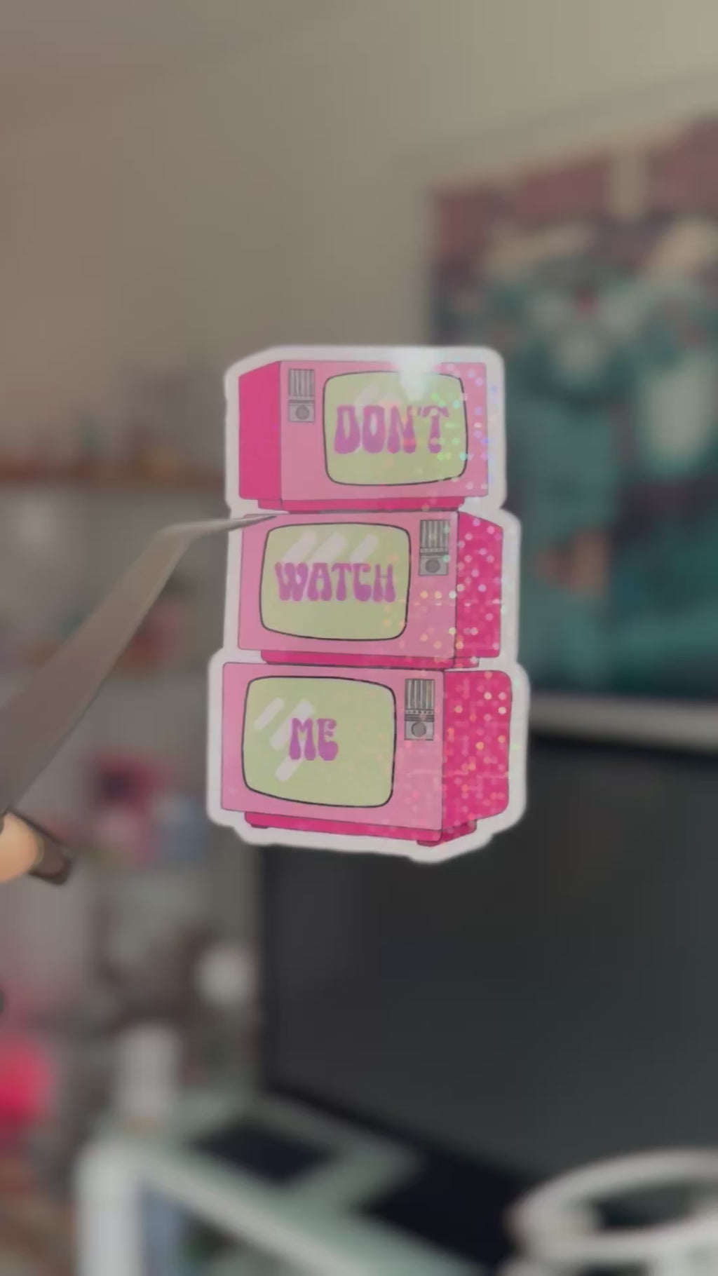 Stickers pailleté Tv rétro